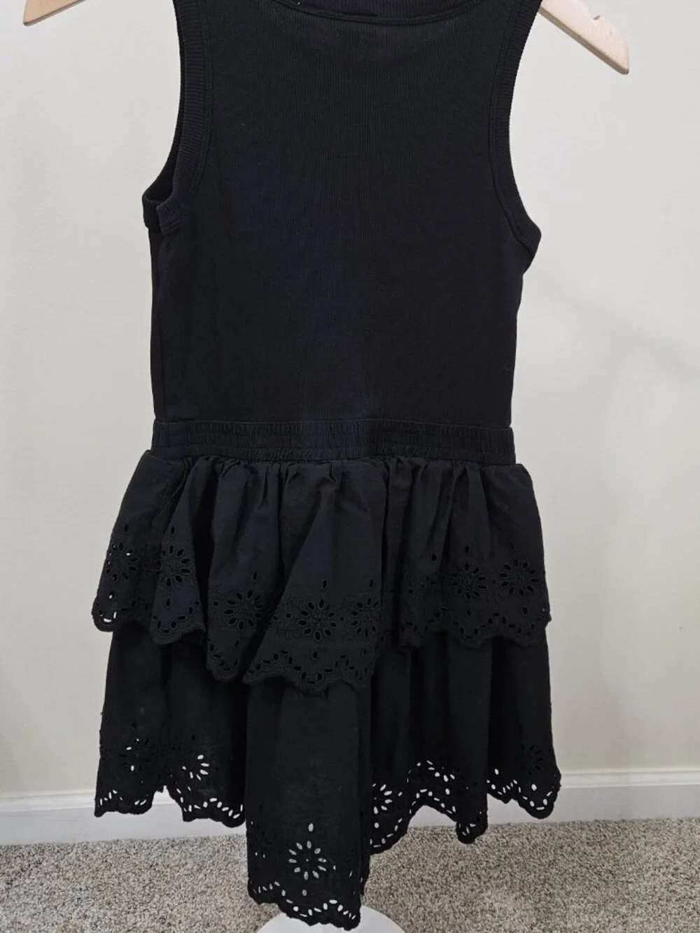 Gap Kids Girls Black Eyelet Ruffle Tiered Tank Dress Size XL